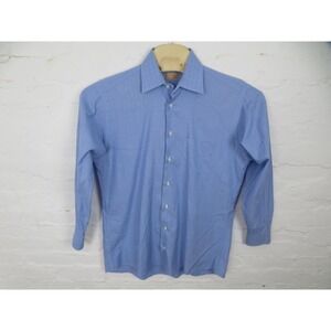 Vtg Gitman Gold Shirt Mens 15.5 33 Blue Check Dress Long Sleeve Cotton USA Made